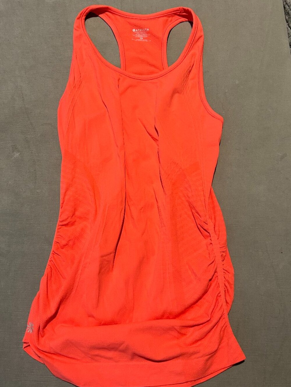 ATHLETA Neon Orange Speedlight Seamless Ruched Racerback Tank XS